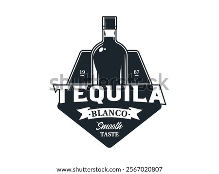 Vector monochrome tequila logo. Tequila branding and identity design elements