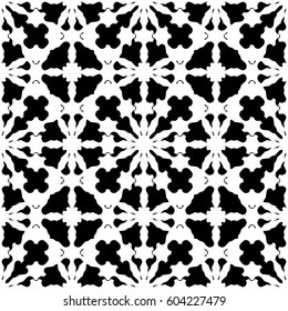 Vector monochrome texture, abstract black & white ornament. Illustration of lattice in oriental style, repeat tiles. Smooth geometric seamless pattern. Design element for prints, decor, textile, cover