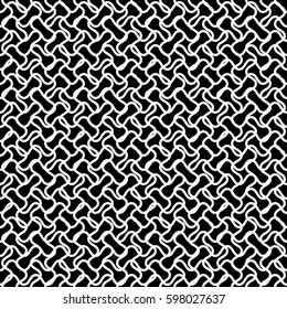 Vector monochrome texture, black & white undulate seamless pattern, tangled lines. Illustration of lattice, mesh, fishnet. Subtle dark abstract background. Design for textile, decor, fabric, digital 