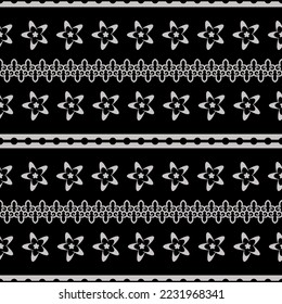Vector monochrome texture, seamless pattern with simple sharped geometric figures, triangles, arrows. Dark abstract background.