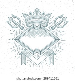 Vector monochrome trendy vintage emblem