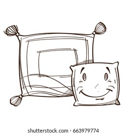 Vector monochrome two sleeping Pillows. Illustration isolated on white background