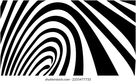 Rayas de onda monocromáticas vectoriales fondo abstracto, ilustración óptica de líneas blancas y negras, patrón lineal psicodélico, ilusión geométrica hipnótica.Eps 10.

