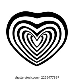 Vector  monochrome wave stripes heart abstract background , optical black and white illustration, psychedelic linear  heart pattern, hypnotic geometric illusion.Eps 10.

