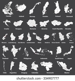 Vector of monochrome world map