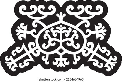 Vector Monochrome Yakut National Ornament. Ethnic Pattern Of Northern Peoples Of Siberia, Tundra, Taiga, Far East. Sacred Folk Amulet, Talisman.
