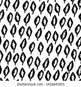 vector monochrone pattern with flowers and leaves. Seamless flat background in scandinavian style. 