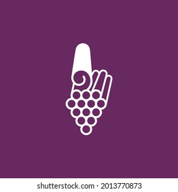 vector is monocrome of grapes and papers. Flat colour