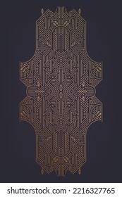 Vector monogram art deco, gatsby design element in trendy vintage and mono line style, abstract golden geometric frame, luxury packaging template. Use for ad, poster, card, cover, interior art. 