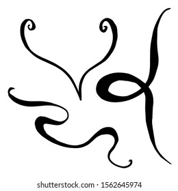 Vector monogram calligraphic swirl filigree element. Black and white engraved ink art. Isolated monogranms illustration element on white background.