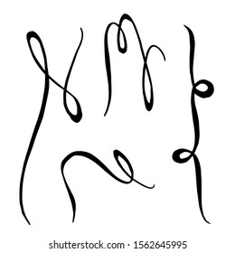 Vector monogram calligraphic swirl filigree element. Black and white engraved ink art. Isolated monogranms illustration element on white background.