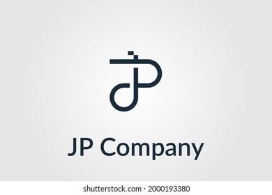 vector monogram combination letter J and P in white background usable logo for business personal signature, industry, company logo design illustration template