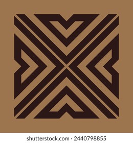 vector monogram design for ceramics or tiles with dark brown color and light brown background