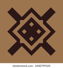 vector monogram design for ceramics or tiles with dark brown color and light brown background