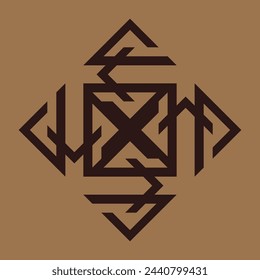 vector monogram design for ceramics or tiles with dark brown color and light brown background