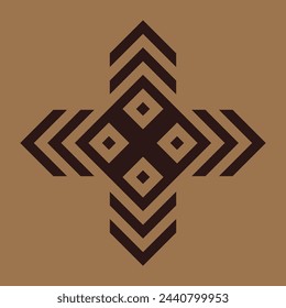 Vektor-Monogramm-Design für Keramik oder Fliesen mit dunkelbrauner Farbe und hellbraunem Hintergrund