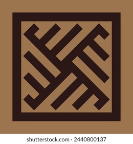 Vektor-Monogramm-Design für Keramik oder Fliesen mit dunkelbrauner Farbe und hellbraunem Hintergrund