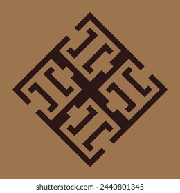 diseño de monograma vectorial para cerámica o azulejos con color marrón oscuro y fondo marrón claro