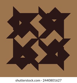 vector monogram design for ceramics or tiles with dark brown color and light brown background