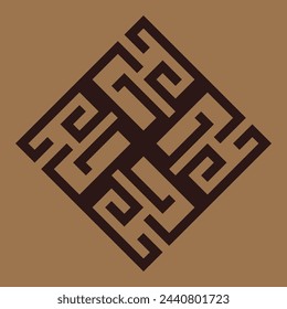 vector monogram design for ceramics or tiles with dark brown color and light brown background