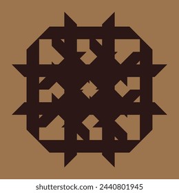 diseño de monograma vectorial para cerámica o azulejos con color marrón oscuro y fondo marrón claro