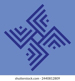 vector monogram design for ceramics or tiles with dark blue color and light blue background.