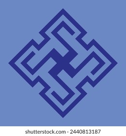 Vektor-Monogramm-Design für Keramik oder Fliesen mit dunkelblauer Farbe und hellblauem Hintergrund.