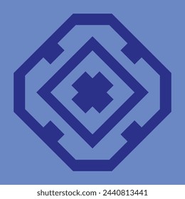 vector monogram design for ceramics or tiles with dark blue color and light blue background.