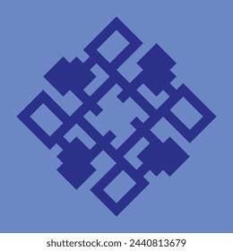 Vektor-Monogramm-Design für Keramik oder Fliesen mit dunkelblauer Farbe und hellblauem Hintergrund.