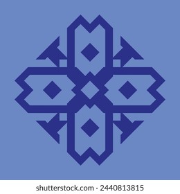 vector monogram design for ceramics or tiles with dark blue color and light blue background.