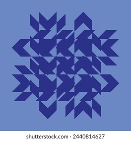 vector monogram design for ceramics or tiles with dark blue color and light blue background.