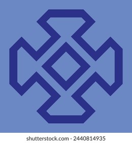 diseño de monograma vectorial para cerámica o azulejos con color azul oscuro y fondo azul claro.