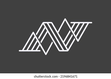The vector is a monogram of the letter N outline Classic.