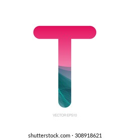 Vector monogram letter T with modern colorful texture