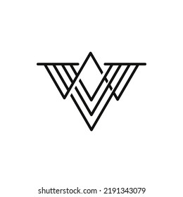 The vector is a monogram of the letter V and W. Or monogram of the letter V and A. Outline Classic.