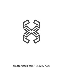 The vector is a monogram of the letter W, X and M.