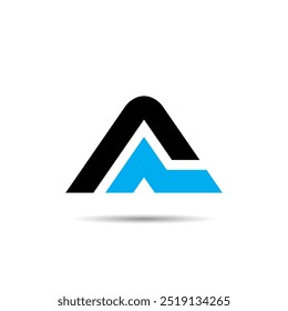 A vector monogram logo of a mountain, with stylized peaks and clean lines, representing strength and adventure in a minimalist design.