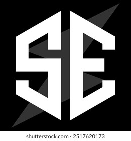 Logotipo monográfico vetorial com combinação de letras S e E (SE) sobre fundo preto.