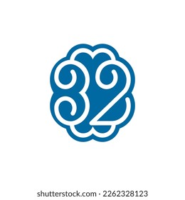 vector is monogram number 3 and 2. Brain, elegant and unique.