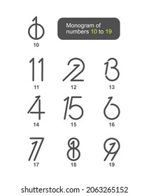 Vector is a monogram of the numbers 10 to 19