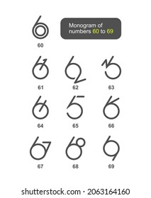 Vector is a monogram of the numbers 60 to 69