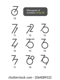 Vector is a monogram of the numbers 70 to 79
