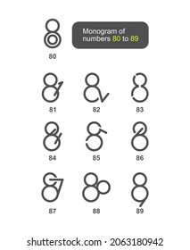 Vector is a monogram of the numbers 80 to 89