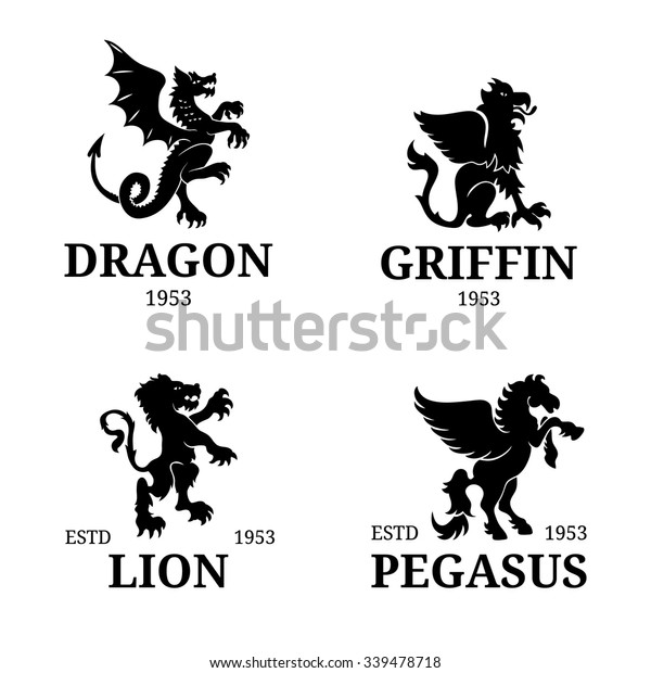 Download Vector Monogram Templates Luxury Pegasus Dragon 库存矢量图（免版税 ...