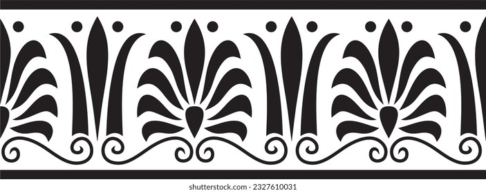 Vector monohrome black seamless classical Greek ornament. Endless European pattern. Border, frame Ancient Greece, Roman Empire.
