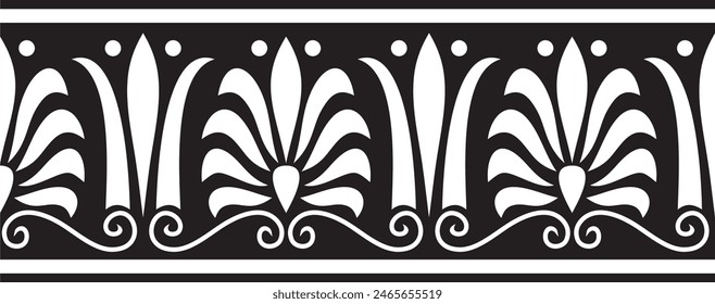 Vector monohrome black seamless classical Greek ornament. Endless European pattern. Border, frame Ancient Greece, Roman Empire.
