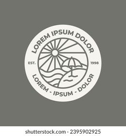 Vector monoline beach club summer holidays badge logo template