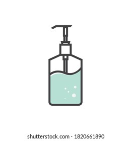 Vector monoline  bottle sanitizer. Simple element illustration for covid-19. 
