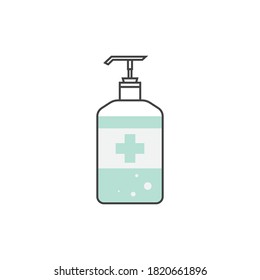 Vector monoline  bottle sanitizer. Simple element illustration for covid-19. 
