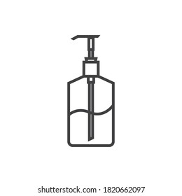 Vector monoline  bottle sanitizer. Simple element illustration for covid-19. 